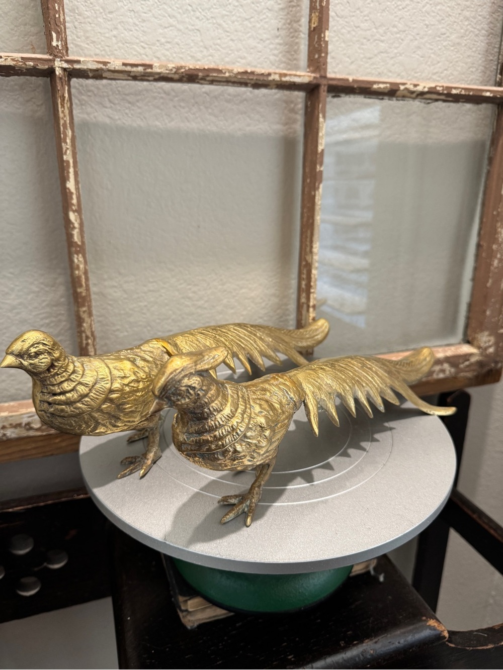 Vintage brass Pheasant Sculpture Pair - Decorative Home Art